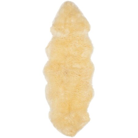 Flowers First 2 x 6 ft. Sheep Skin Natural Sheep Skin Made within Acid Dying Runner Rug, Champagne FL1860208